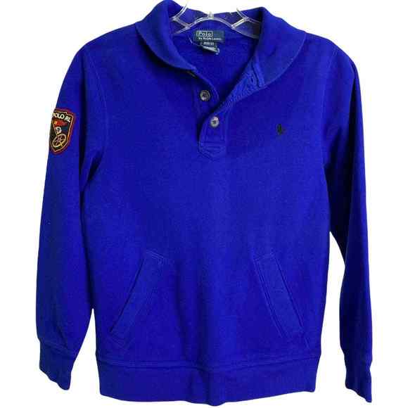 Polo Ralph Lauren Other - Polo By Ralph Lauren Boy's Sweater Pullover Blue Long Sleeve Quarter Button Sz M